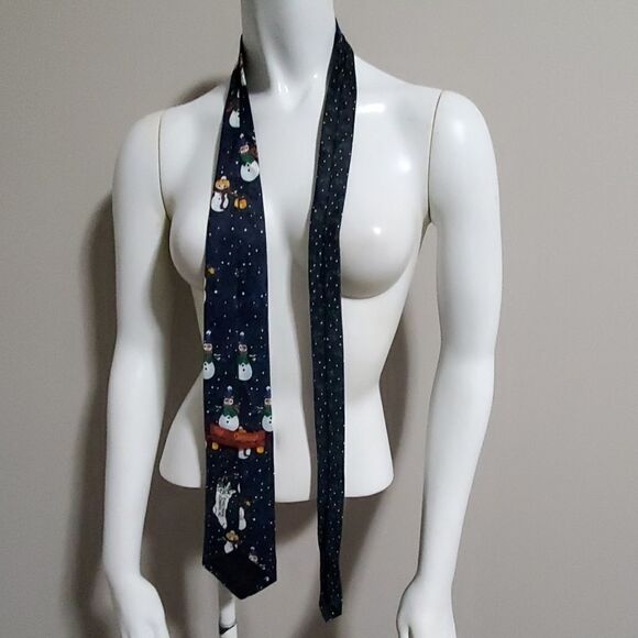 Hallmark Yule Tie Greetings Christmas Snowman Tie - Picture 3 of 4